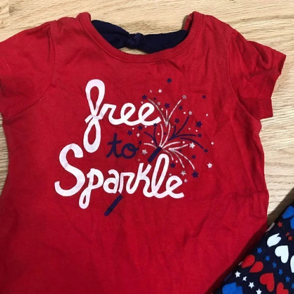 Girls Patriotic Red White Blue Outfit Sz 18 months